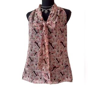 BANANA REPUBLIC ~ Women lightweight lined top with bow tie neckline size S